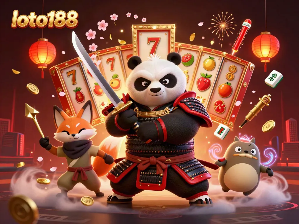 Experience thrilling gaming with loto188 featuring dynamic characters, slot games, and festive elements.