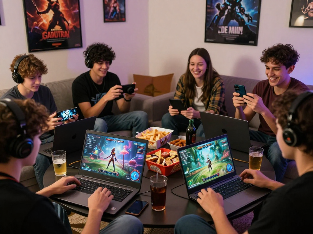 Players enjoying a variety of porn games online in a cozy gaming setup.