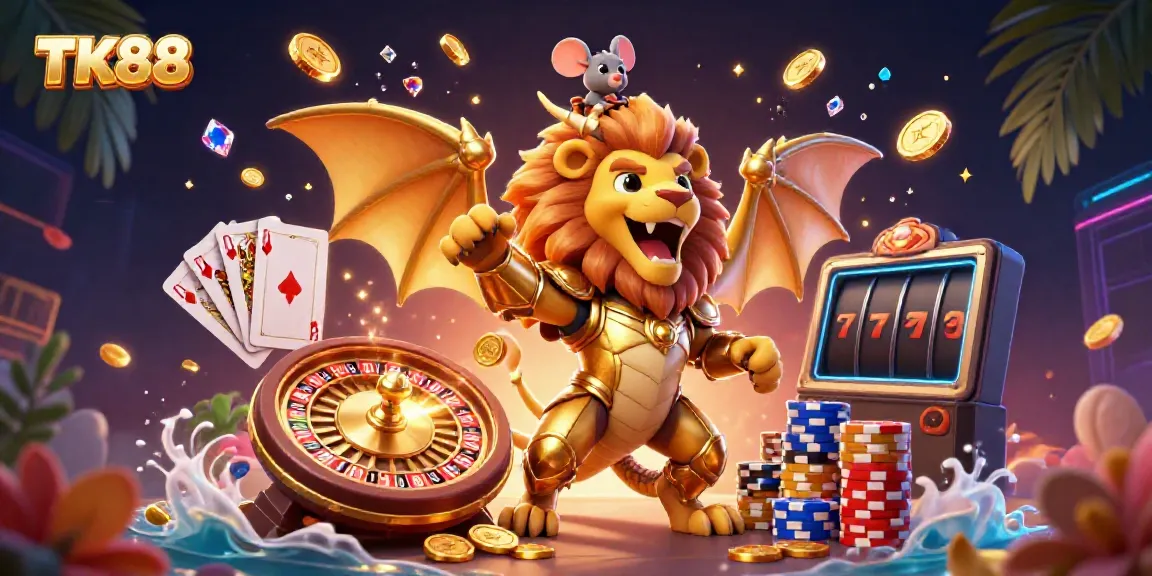 Engage in thrilling gaming adventures with TK88's casino games featuring vibrant 3D characters and dynamic graphics.