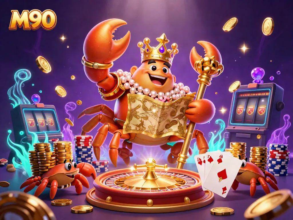 M90 showcased in a lively 3D fantasy casino scene, emphasizing wealth and gaming excitement.