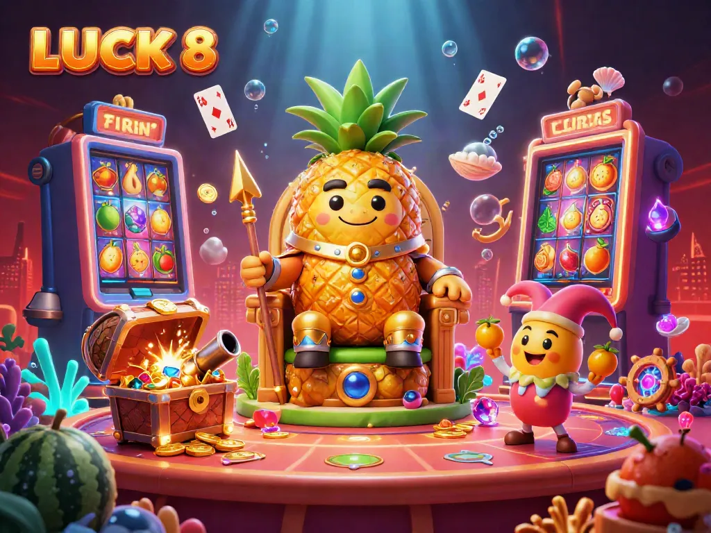 Join the excitement at LUCK 8 and win big with golden treasures and vibrant gaming action.
