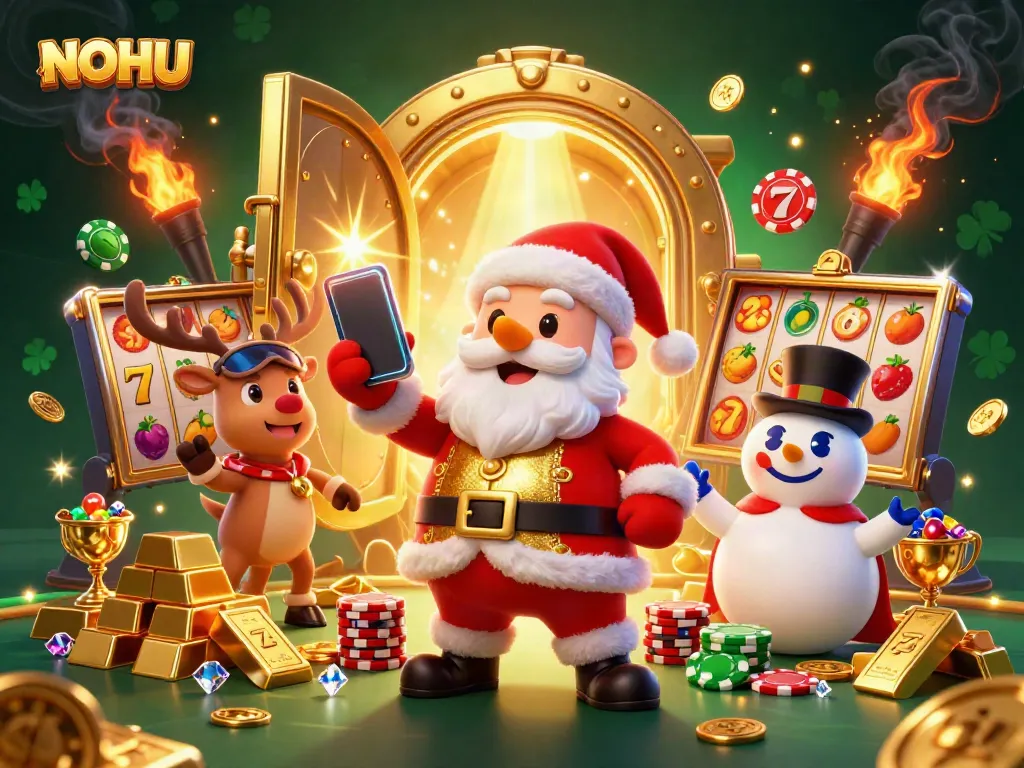Engage in thrilling slots action at NOHU with vibrant characters celebrating lottery jackpots.