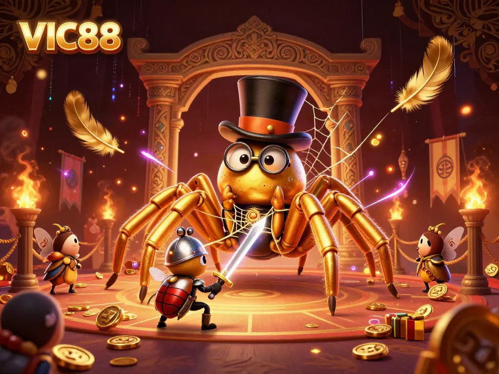 Experience the thrill of VIC88 with vivid 3D imagery of a casino-themed adventure featuring exciting characters and elements.