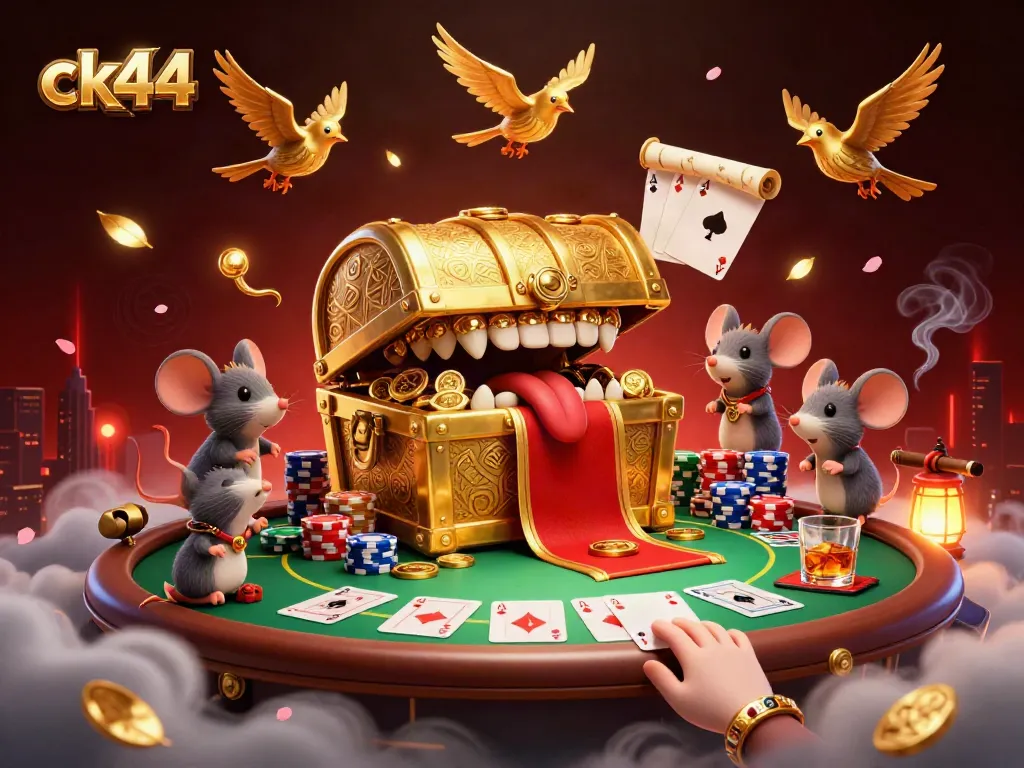 Engage with ck44's thrilling casino adventures featuring treasure chests and poker action.