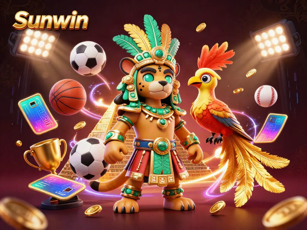 Experience the dynamic gameplay of Sunwin with 3D characters, vibrant elements, and rich casino atmosphere.