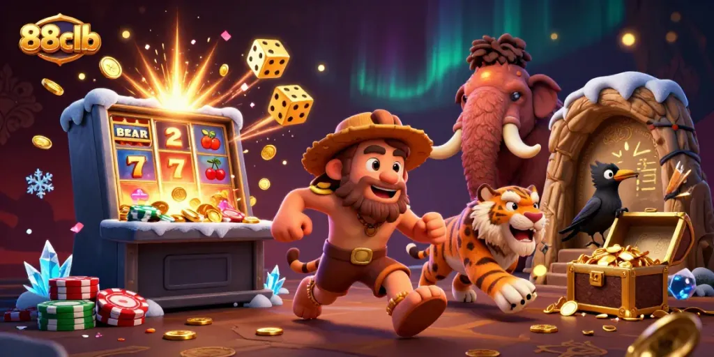 Experience the thrill of 88clb with a vibrant casino scene featuring characters and dynamic gaming elements.