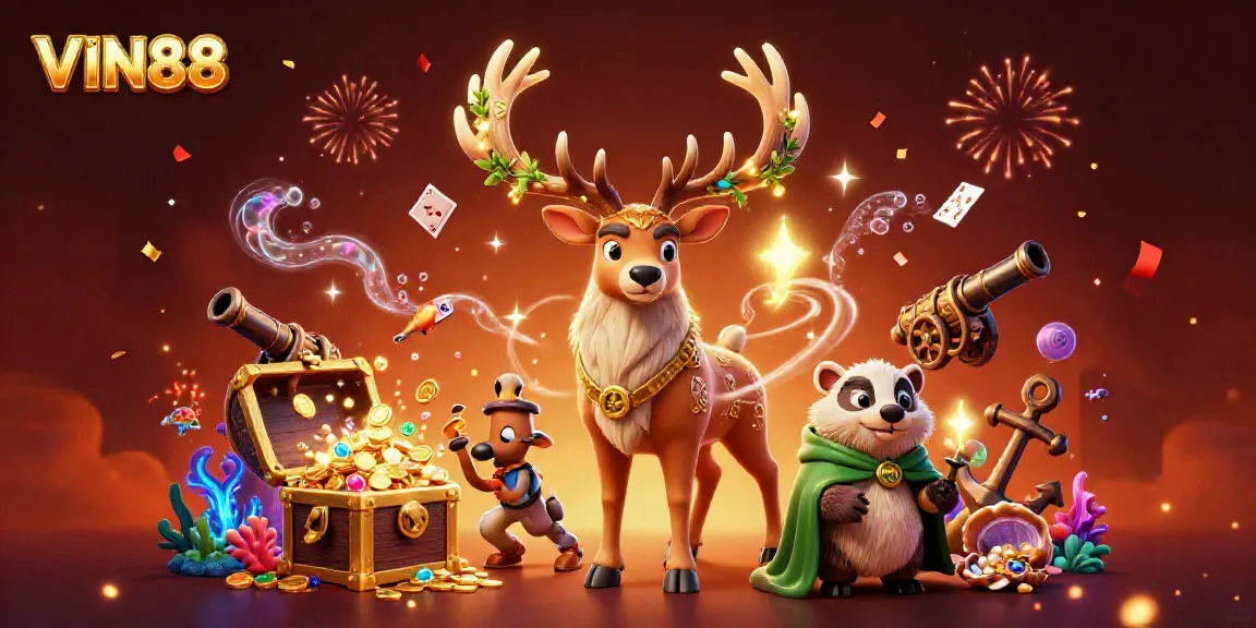 Experience thrilling gameplay with VIN88 in a vibrant casino fantasy scene.