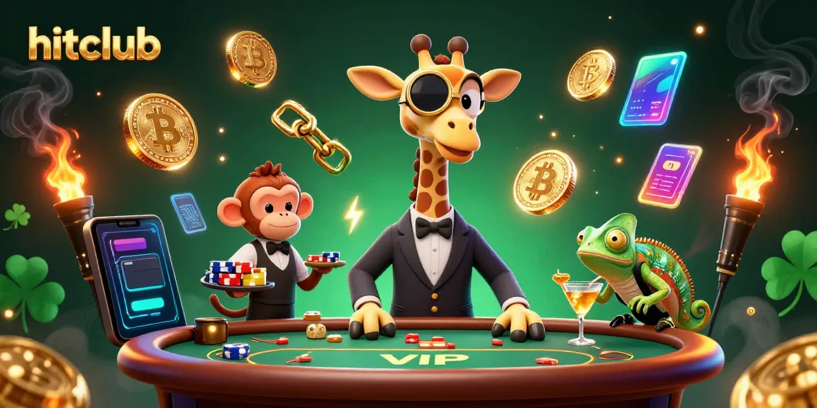 Engage in thrilling games at hitclub with a high-roller giraffe and vibrant casino elements.