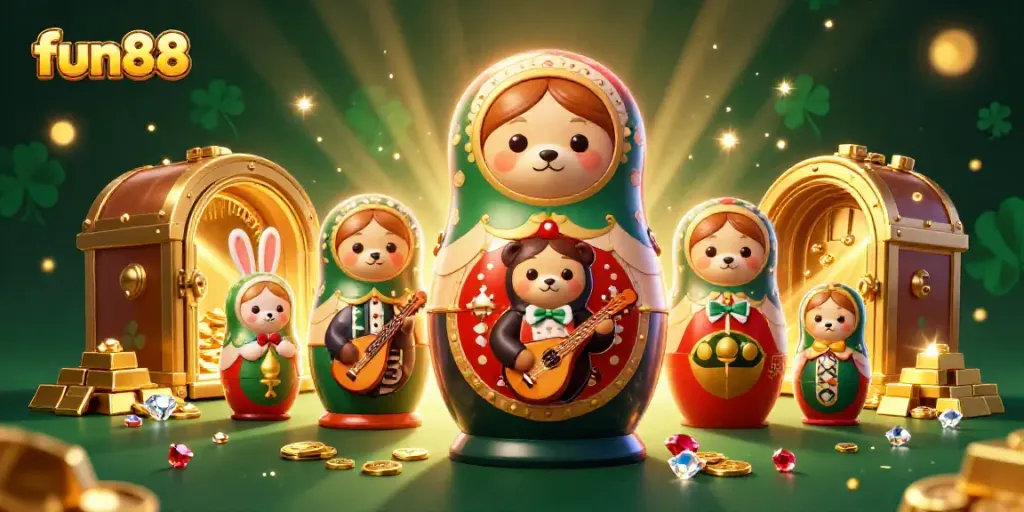 Engage in fun88 with charming 3D cartoon bears and dazzling casino elements in a vibrant scene.