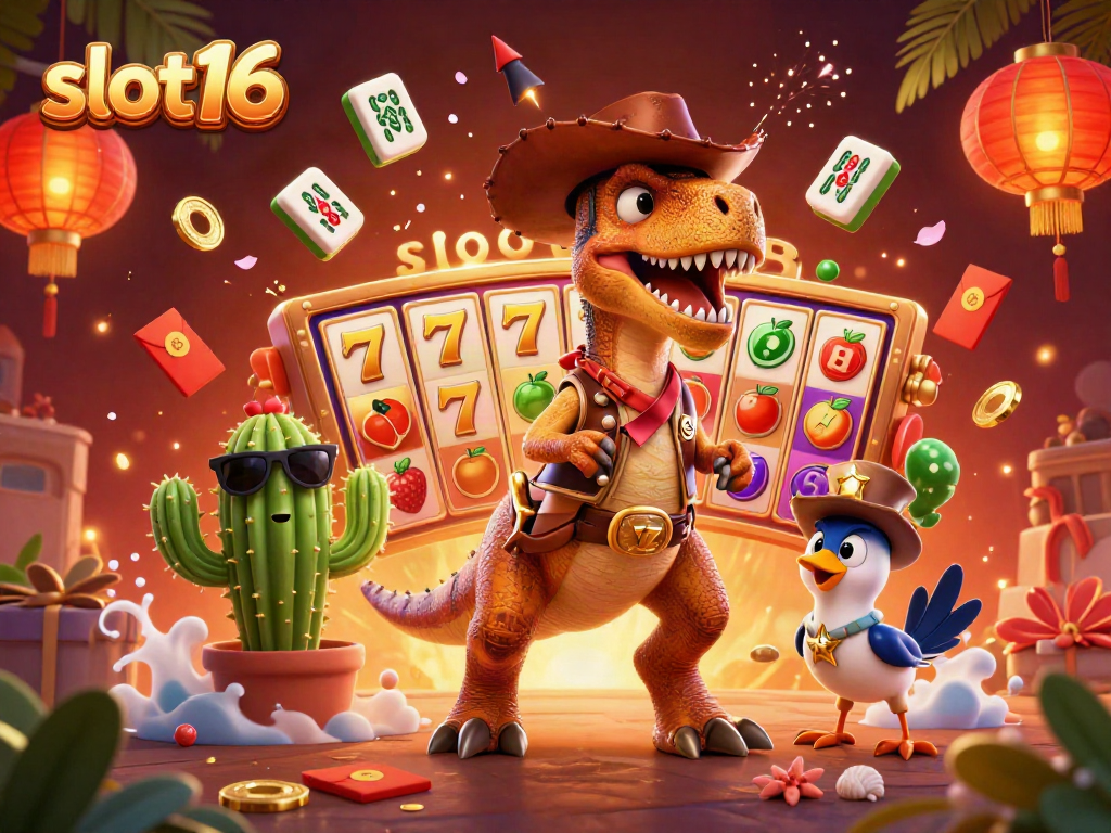 Engage with slot16's vibrant gaming universe featuring dynamic characters and colorful slot elements.