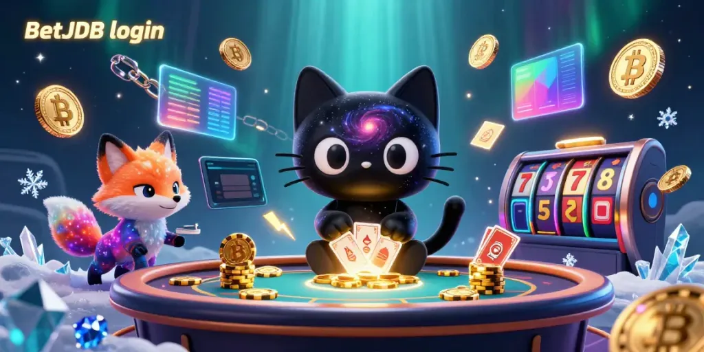 Experience the BetJDB login with an engaging cosmic casino theme featuring a black hole cat pulling in chips.
