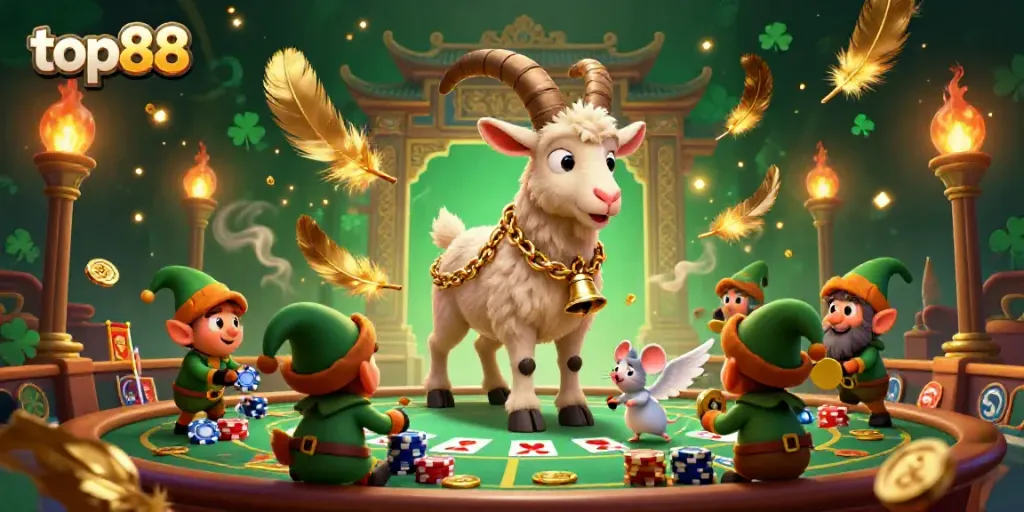 Engage in festive casino fun at top88 as Krampus oversees antics with greedy gremlins amid golden sparks.