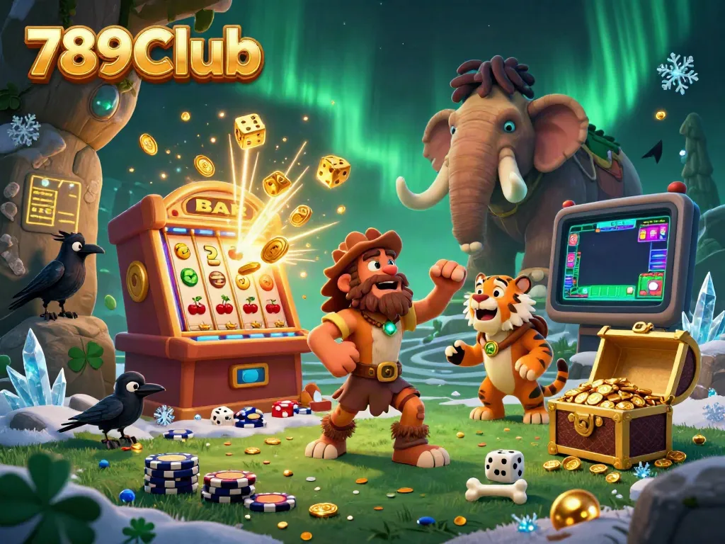 Engage with 789Club's thrilling treasury of games in a vibrant prehistoric casino scene.