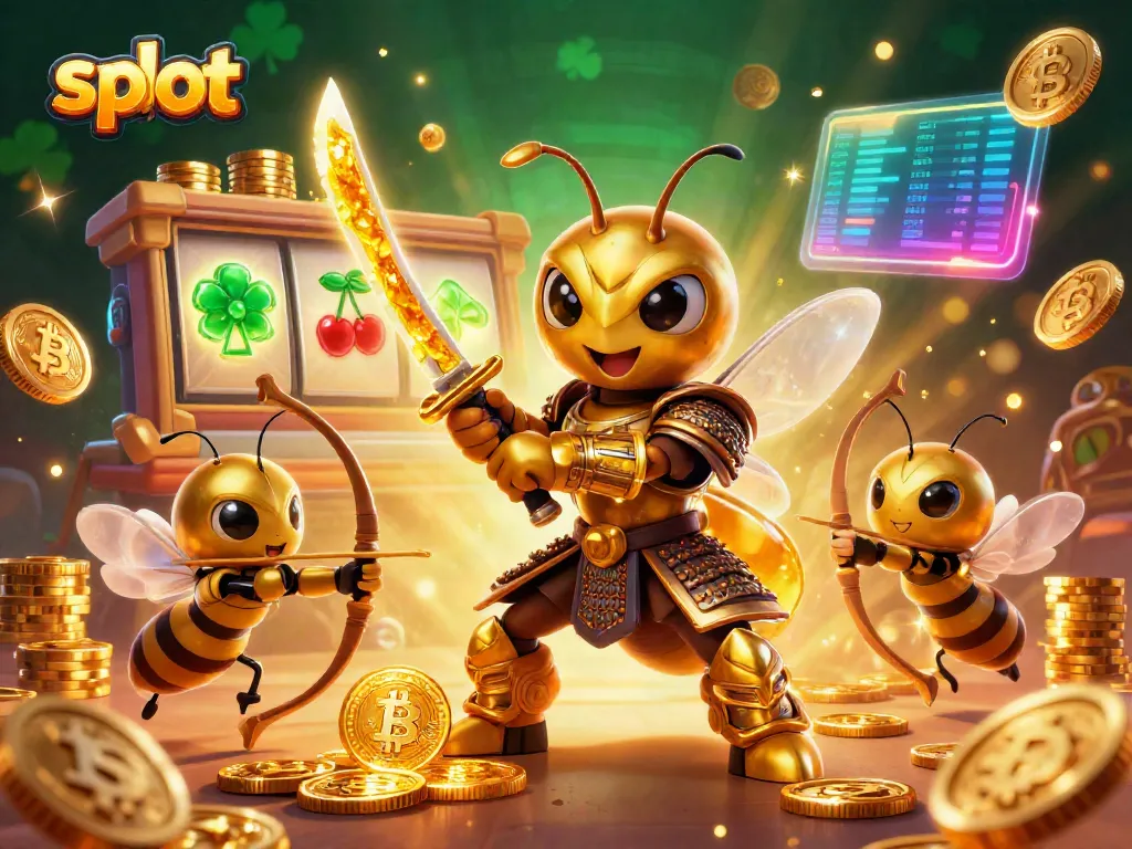 Engage with thrilling slots action in an immersive 3D casino illustration featuring dynamic slot symbols and vibrant characters.