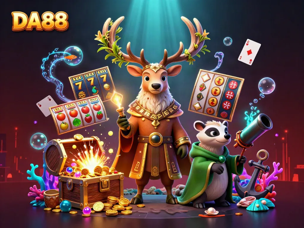 Experience the excitement of DA88 with Celtic fantasy characters surrounded by slots and treasures.