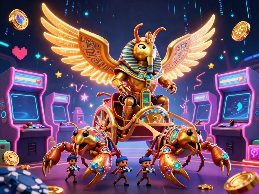 Engage with the vibrant XX8 casino experience through a detailed 3D illustration featuring a golden scarab beetle and scorpions.