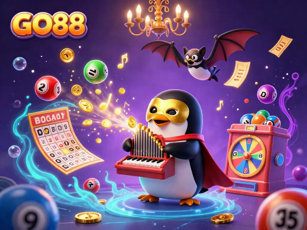Experience thrilling wins at GO88 with a cartoon phantom opera penguin playing for golden rewards.