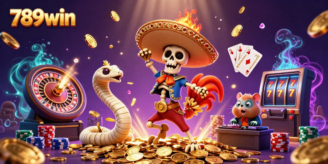 Engage in thrilling casino action with 789win's vibrant 3D digital illustration.