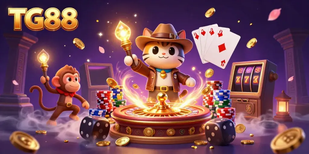 Engage in thrilling gaming adventures with TG88 as a cat archeologist discovers golden artifacts.