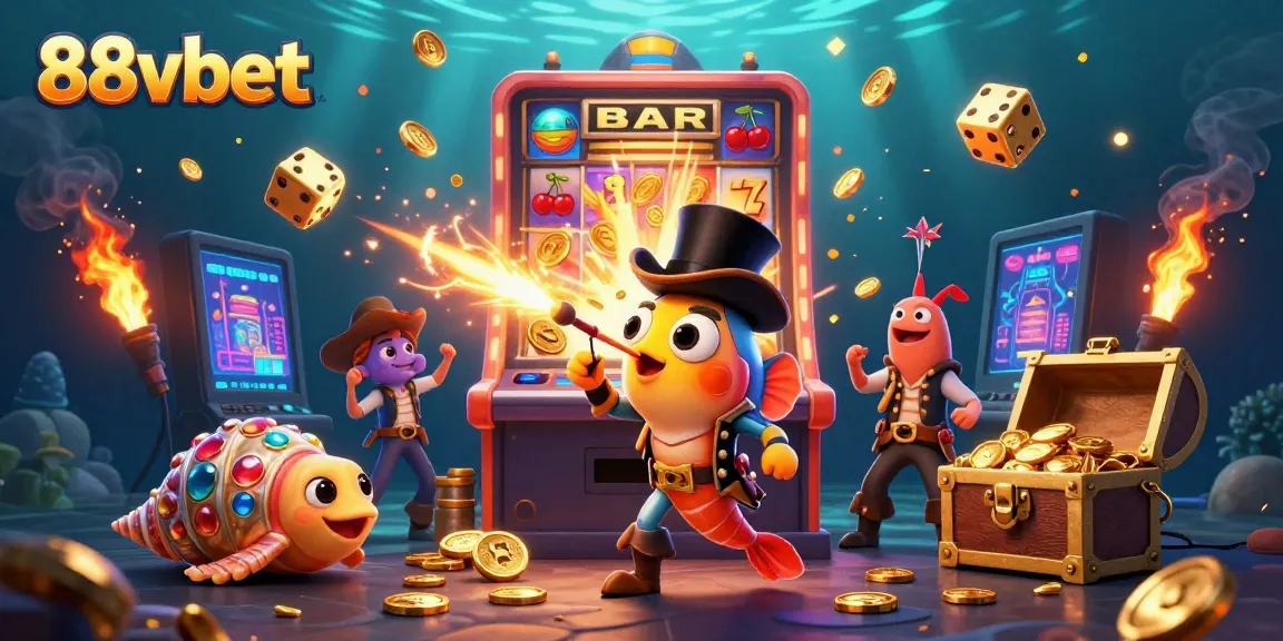 Experience excitement with 88vbet in this dynamic underwater casino scene featuring winning elements.