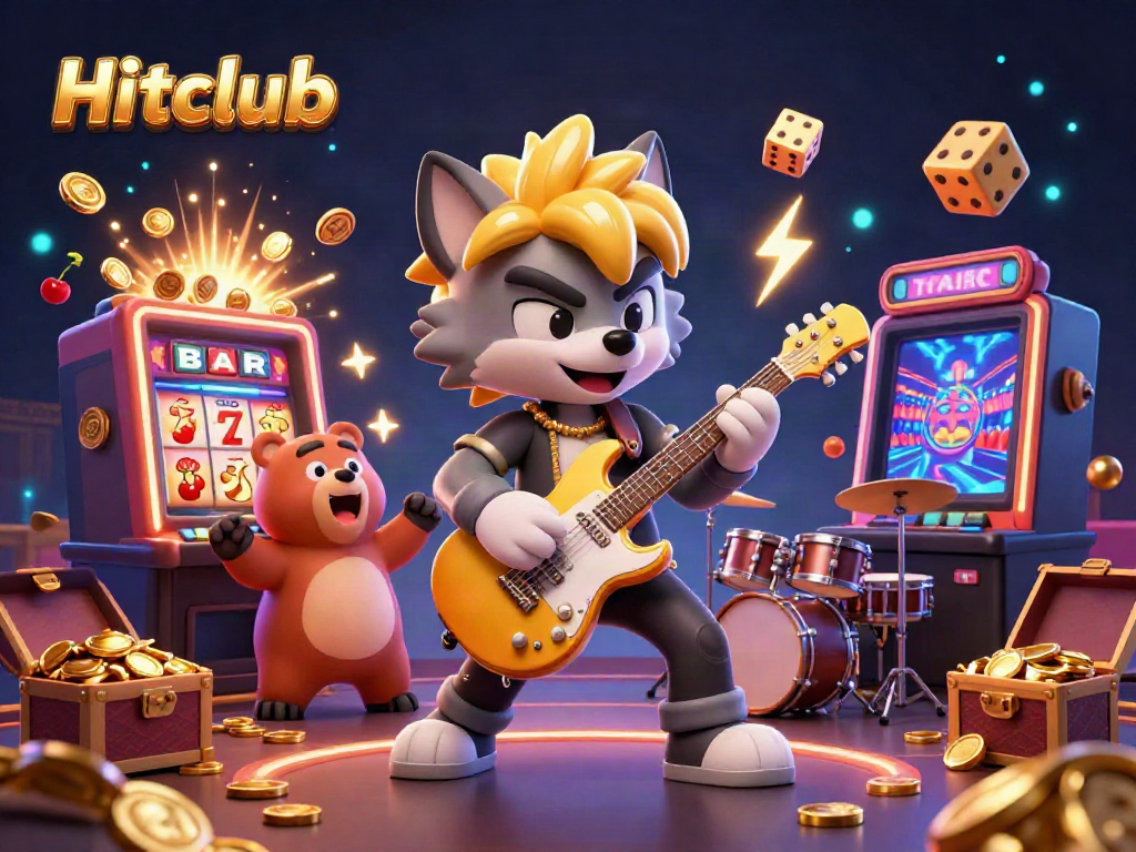 Experience thrilling Wins at Hitclub with a vibrant 3D casino scene featuring engaging game elements.